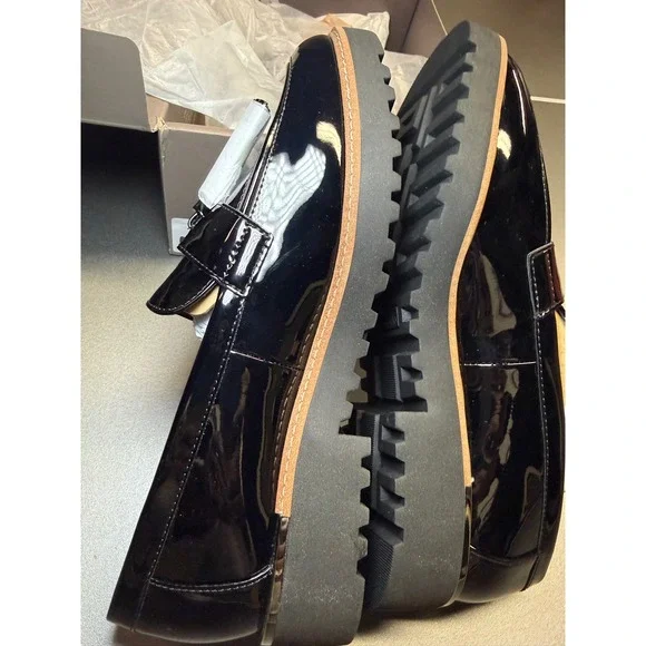 Franco Sarto Womens Black Patent Tassel Loafers Platform Lug Sole  7.5M - Picture 14 of 15